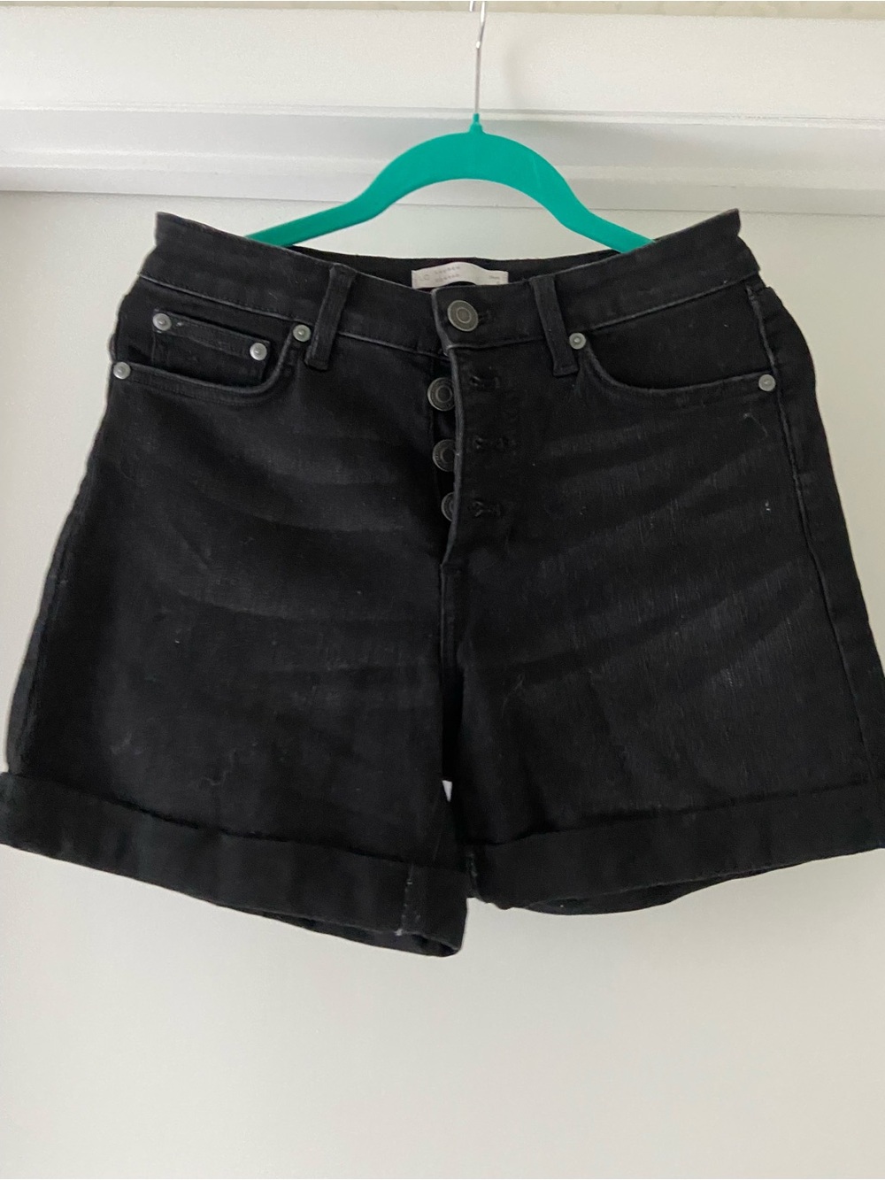 LC Lauren Conrad Black High-Rise Button-Fly Denim Shorts